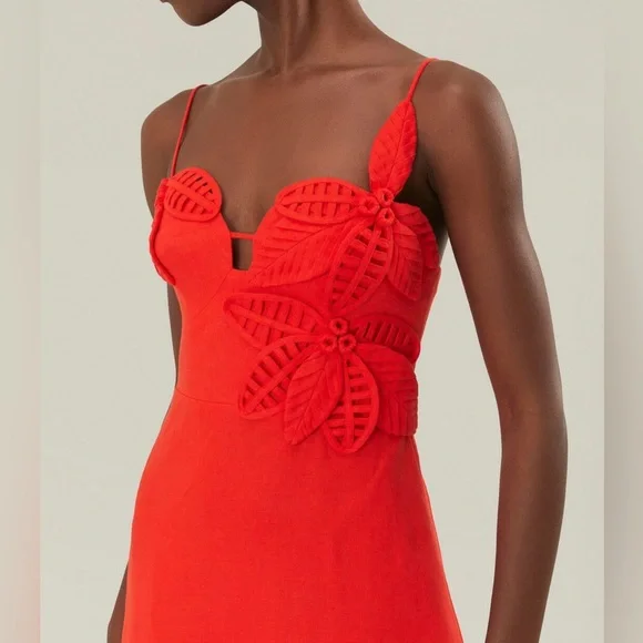 NWT FARMRIO Red 3d Flower Bodice Mini Dress Size XL. - Picture 3 of 9